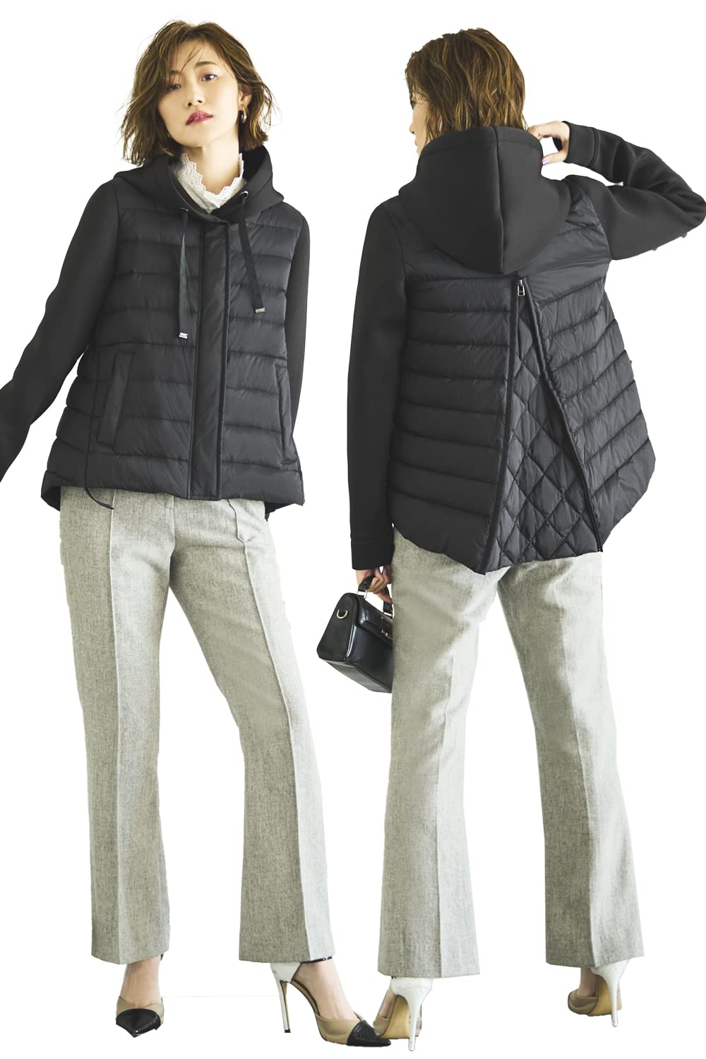 

Louet Cardboard Knit Light Down Jacket Down Coat Short Hood Short Down Outwear Cold Protection Slim Lightweight Large Size 2XL A [Louis Boutique]