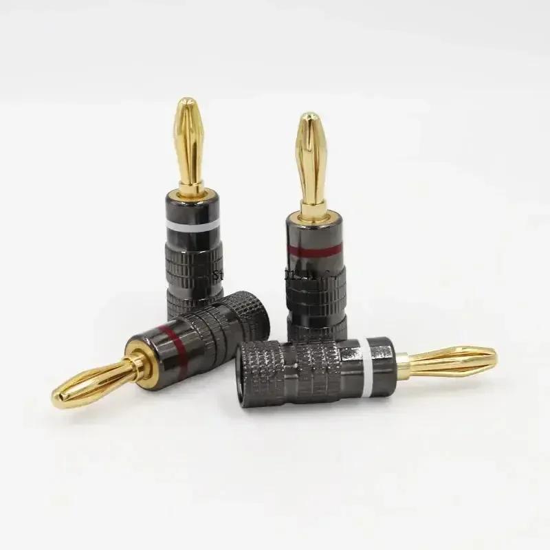 4pcs/10pcs Banana Connector 4mm Speaker Banana Plugs 24K Copper Gold Plated 4mm Banana Jack Match with 4mm Binding Post