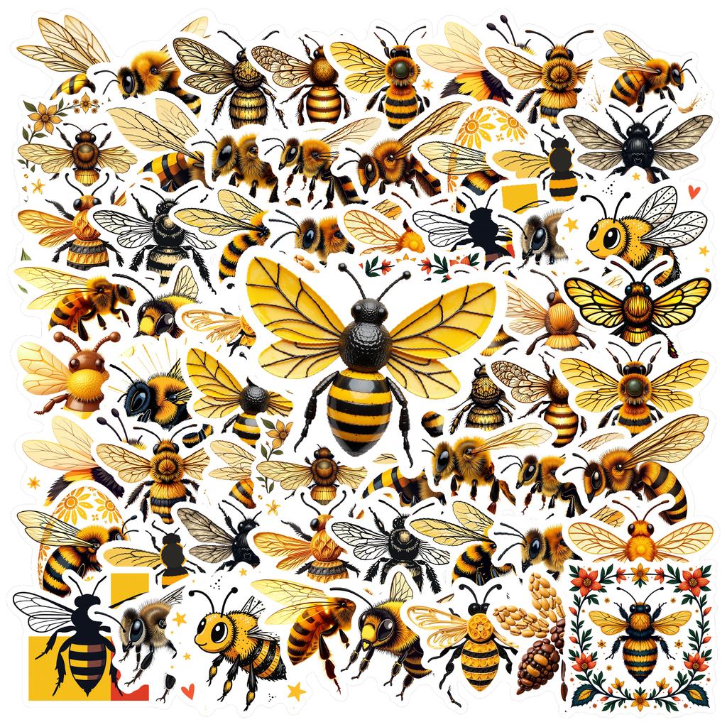 35-70pcs Bee Stickers Spring Summer Insect Graffiti Sticker Diy Skateboard Diary Laptop Decals Stationery Stickers