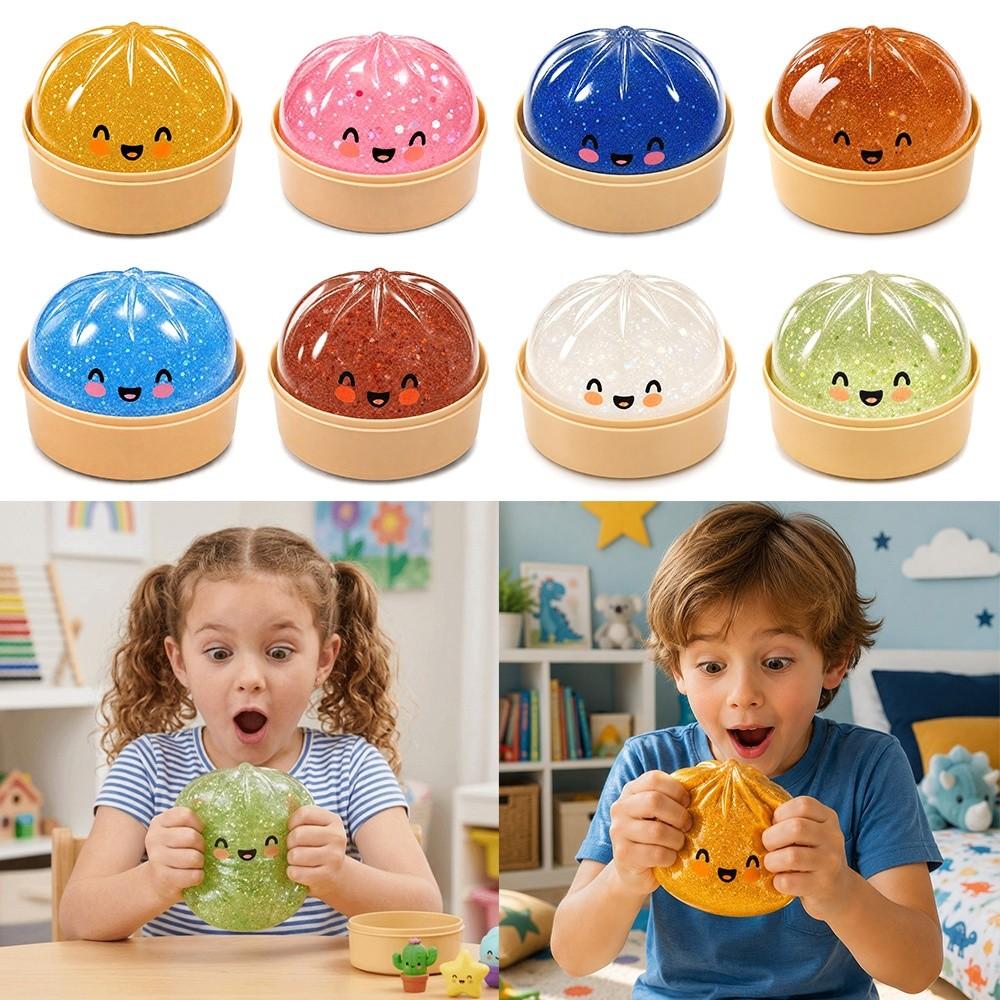 Glitter Dumplings Squeeze Toy with Steamer Stress Relief Toy New Decompression Toy  Relaxation Tool