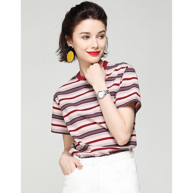 Women s Contrast Stripe Short Sleeve T-Shirt S
