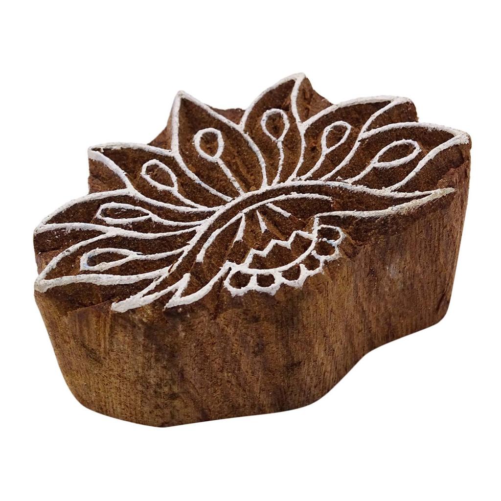 Indian Hand Carved Wooden Textile Floral Stamps Wood Printing Decorative