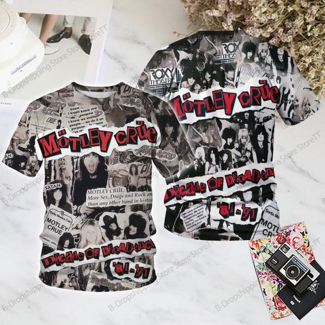 T-shirt Imprimé 3D Groupe Rock Motley Crue Hommes Femmes Mode Hip Hop Décontracté Manches Courtes Hauts T-shirts Vêtements Hommes T-shirt Enfant