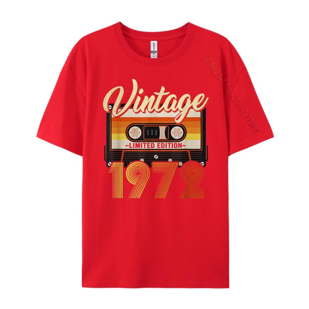 50 Year Old 1972 50th Birthday Cassette Tape Designer T Shirt Men Clothes Plus Size Hip Hop Cotton T shirt S
