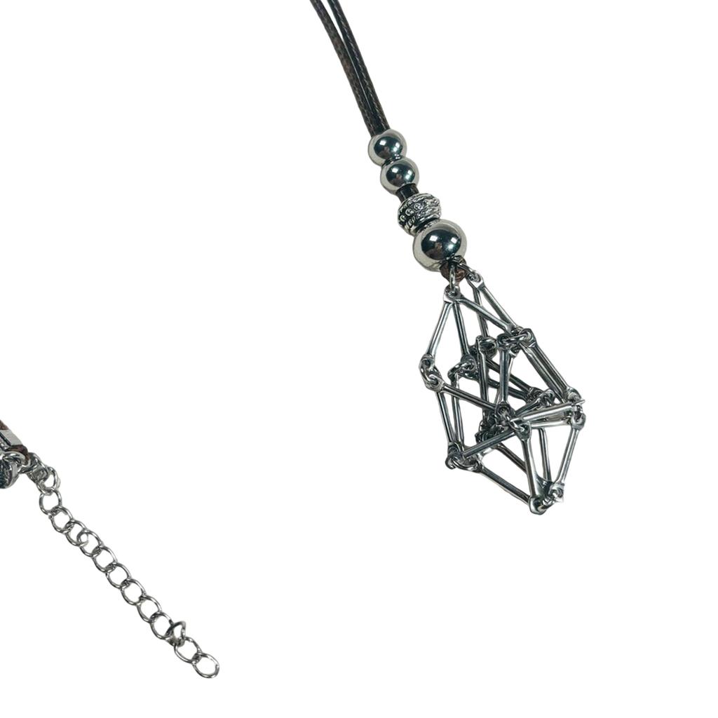 Adjustable Crystal Cage Necklace For Natural Stones Mesh Pendant Clavicle Chain Unisex Jewelry Gift For Men And Women