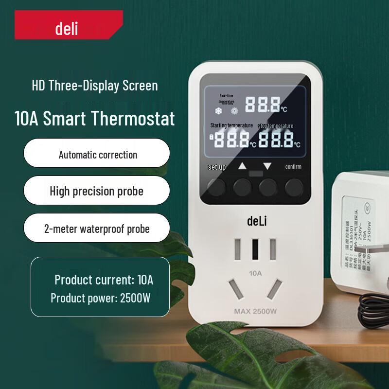 

Deli Digital Temperature Controller with 2m Water Probe CN plug (adapter included)