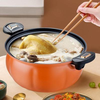 5/8L Pumpkin Soup Pot Non Stick Pumpkin Micro Pressure Pot Enamel Pot   Braising