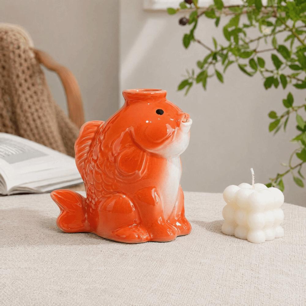 Fish-shaped Ceramic Succulent Planter Artistic Unique Decorative Flower Vase Handcrafted Simulated Air Plant Holder Office