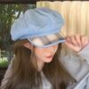 2024 New Korean Versatile Octagonal Hats for Women Summer Autumn Travel Sunscreen Casual Retro Short-brimmed Denim Berets Cap