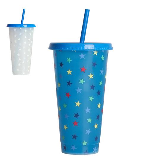 

Бутылка для воды 710 мл, пищевая, с крышкой, пластиковая, легко моющаяся, меняющая цвет, стакан для воды, бытовые принадлежности синий