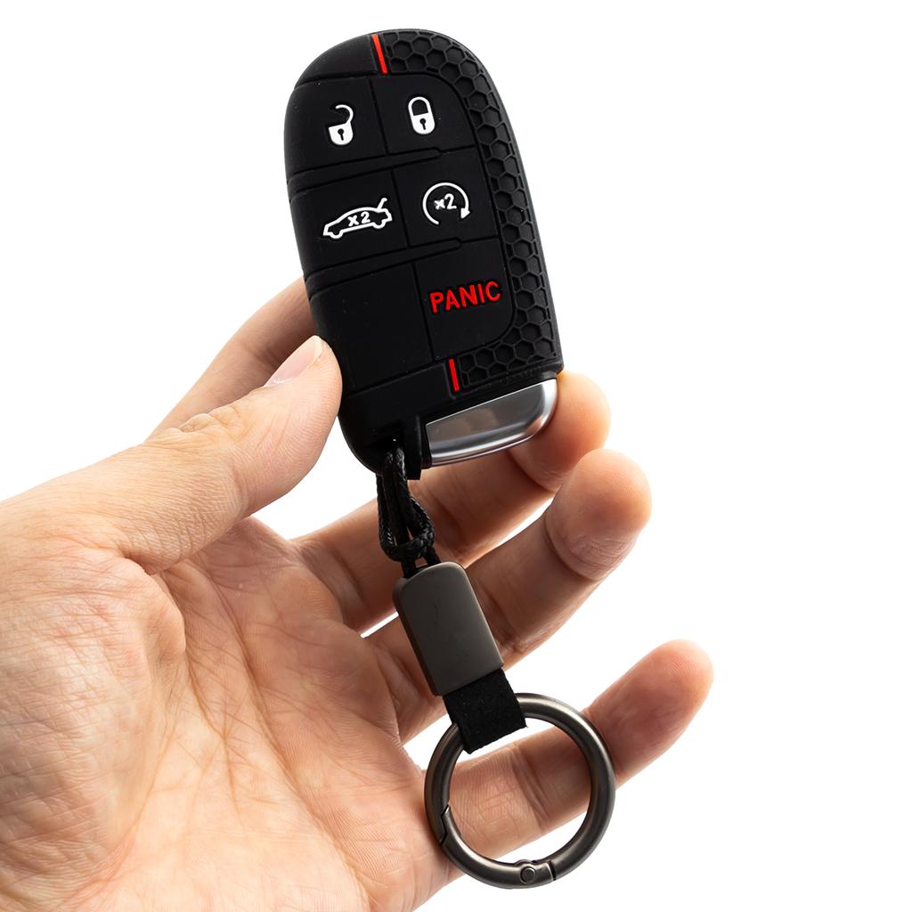 2x Silicone Car Key Fob Cover Case Holder Keychain For Jeep Grand Cherokee Renegade Compass Dodge Charger Challenger Durango