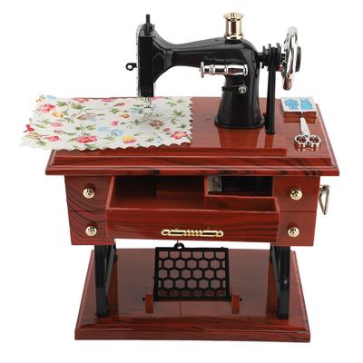 Sewing Machine Music Box Hand Crank Musical Box Vintage Sewing Machine Desk Decoration