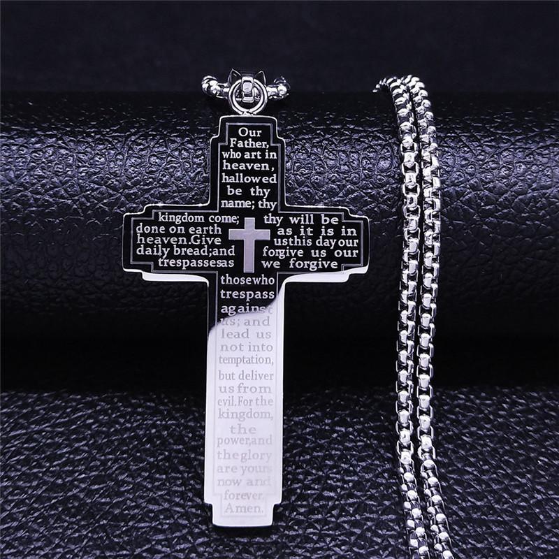 ZAKOL Trendy Cross Crucifix Bible Stainless Steel Necklaces For Women Men Gold & Copper Color Metal Clavicle Chain Zircon