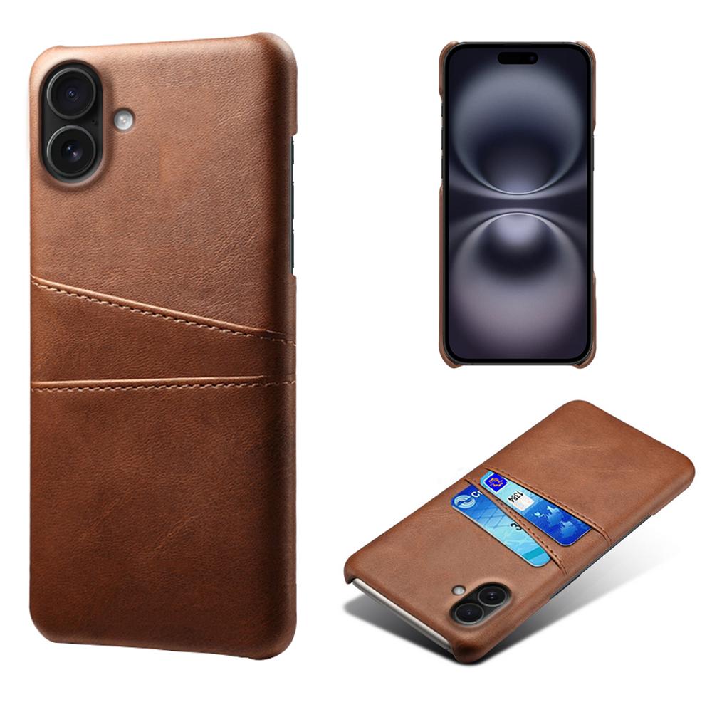 

For iPhone 17 Case Dual Card Slots PU Leather + Hard PC Phone Cover I