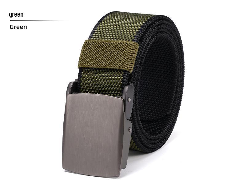 Men's Nylon Woven Canvas Belt with Automatic Buckle - Youth & Student Casual Tactical Belt