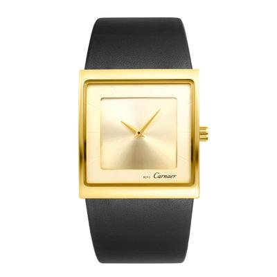 Square Watch with Genuine Leather 3ATM Water Analog Japanese Quartz Stylish Accessory Perfect for or As a Boyfriend Gift Men's Strap, Resistance