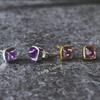 Amethyst Earrings, Amethyst Minimalist Stud Earrings, Sugar Loaf Shape, Gold Filled, Sterling Silver, Mother's Day Gift, Daily Wear Studs