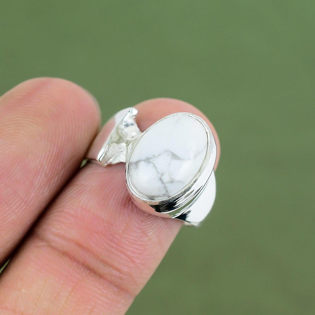 Howlite Ring 925 Sterling Silver Ring Handmade Antique Ring Silver Jewelry Original Gemstone Ring Gift For Girlfriend Available In Ring Size