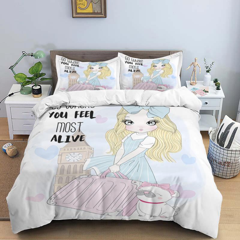 3D Bed set Beautiful Beach Bedding Bed Sets Modern Quilt Cover+pillowcases Winter California King Bedding Sets Jogo De Cama Bed