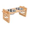 Adjustable Elevated Dog Bowls Tilted Wood Stainless Steel Raised Pet Food Bowls for Small Medium Dogs Cats