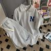 Costum sport de vară pentru femei, croială largă, casual, confortabil, set din 2 piese, mânecă scurtă, stil coreean, pantaloni scurți la modă