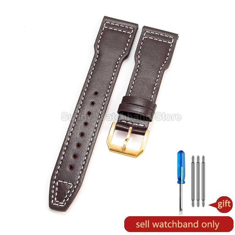 Coffee Black 20 21 22mm for IWC Portofino Le Petit Prince Portugieser Cowhide Watch Band Special Interface Needle Buckle Durable