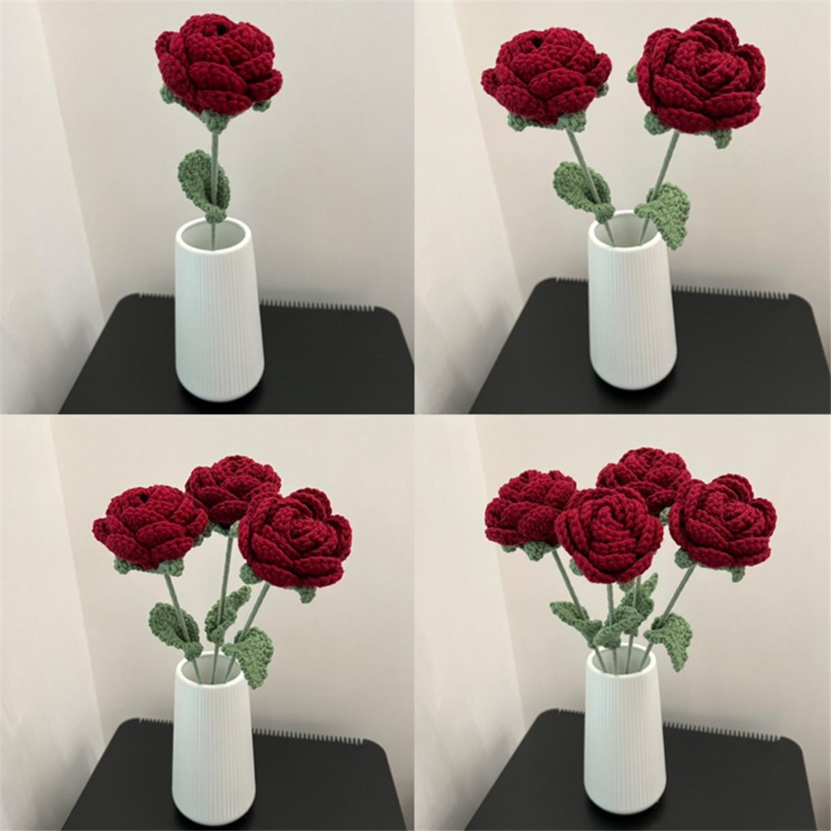 

BHBL Modern Elegant Home Decoration Table Knitted Rose Wedding Art Valentine S Day Gift China Mainland