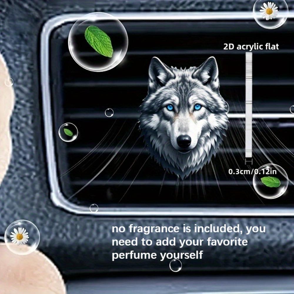2D Flat Wolf Car Vent Clip Decorative Diffuser (fragrance Not Included), Car Interior Decoration, Aromatherapy Clip, Ideal for Holiday Gifts