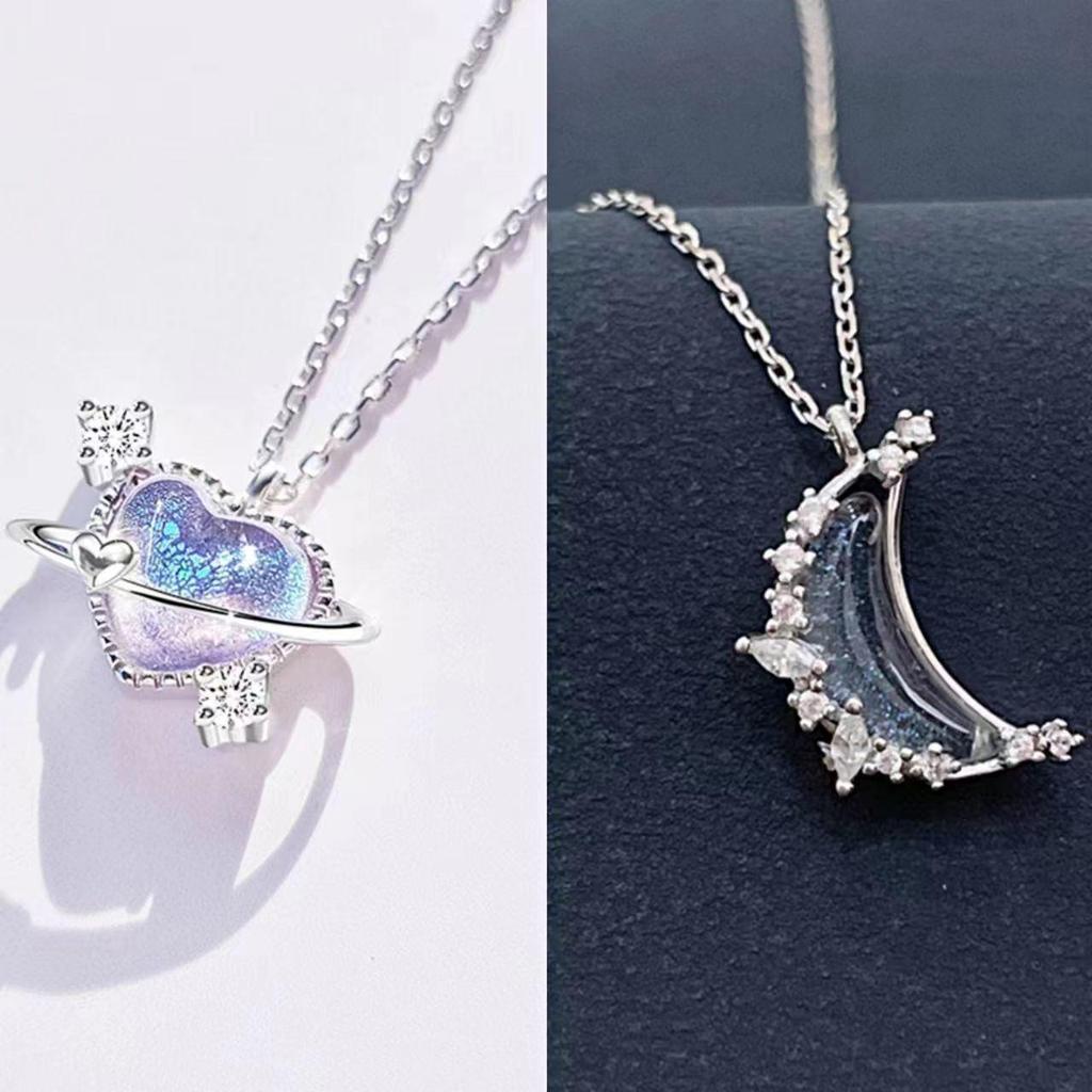 Zestaw naszyjników dla najlepszych przyjaciółek: Trio Gwiazdka i Księżyc Miodowy - Modny, Wszechstronny i Uroczy Wzór Serca dla Kobiet i Dzieci