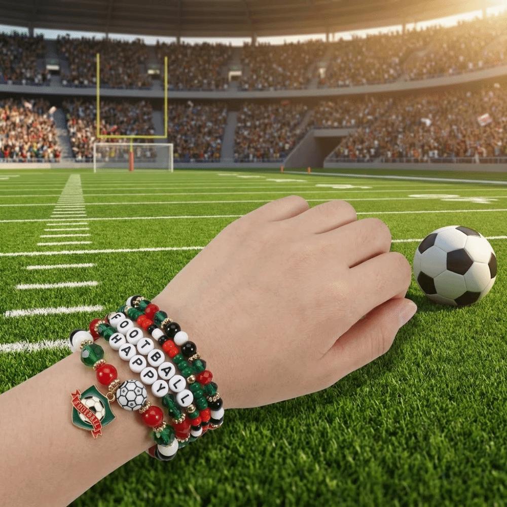 5pcs/set Creative Soccer Fan Stackable Bracelet Shoe Green Bracelet Set Mix-and-match Individualistic Handmade Beaded Hand Chain