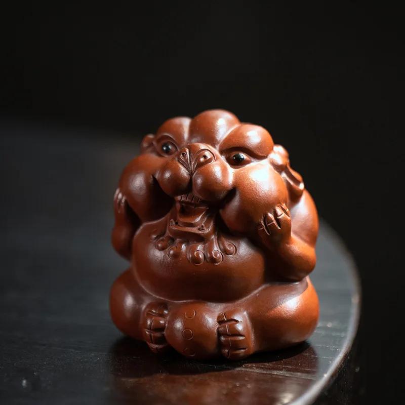 

Yixing Purple Clay Tea Pet Ornaments Lucky Fortune Lion Statue Tea Figurine Decoration Handmade Sculpture Crafts Tea Set Decors 5.7X6.2CM