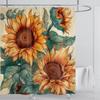 Sunflower Flower Shower Curtain Waterproof Shower Curtain Polyester Fabric 3D Printed Curtain Bathroom Decoration With Hooks