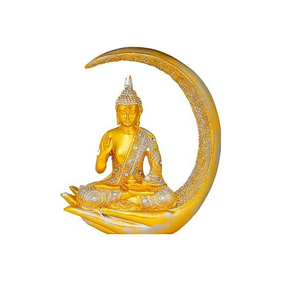 

Белые и синие идолы сидящего Будды из полисмола Karvaan