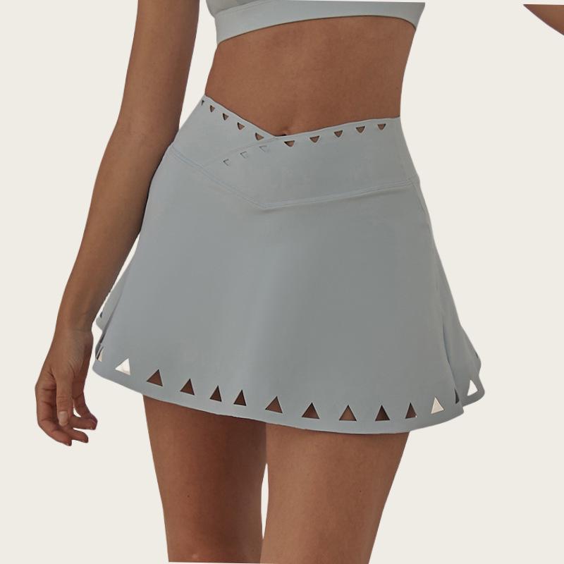 

Елегантний топ для йоги з вирізом на спині та спідниця для тенісу з високою посадкою та V-подібним поясом XL