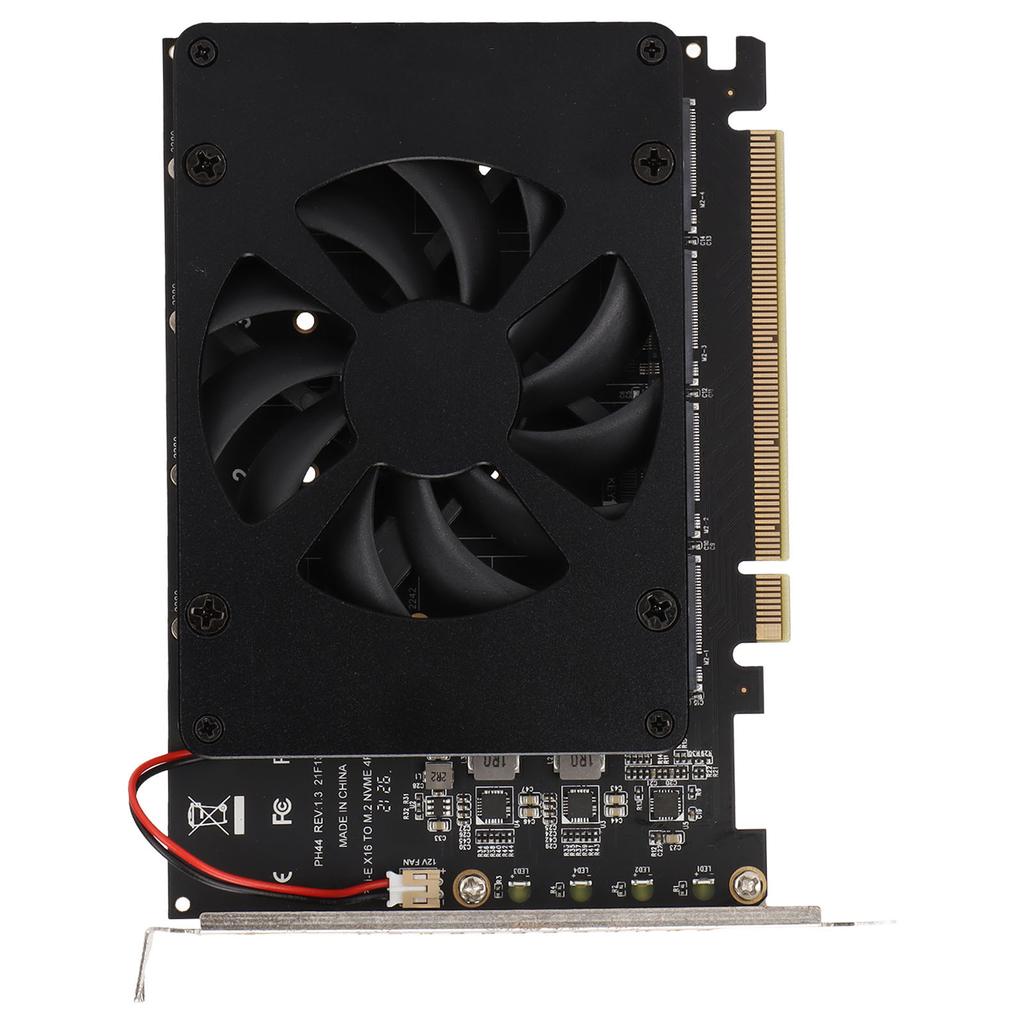 Adapter Card NVME M.2 To PCIE X16 4 Ports 32Gbps Expansion Card Computer Accessories with Enhanced Cooling Fan