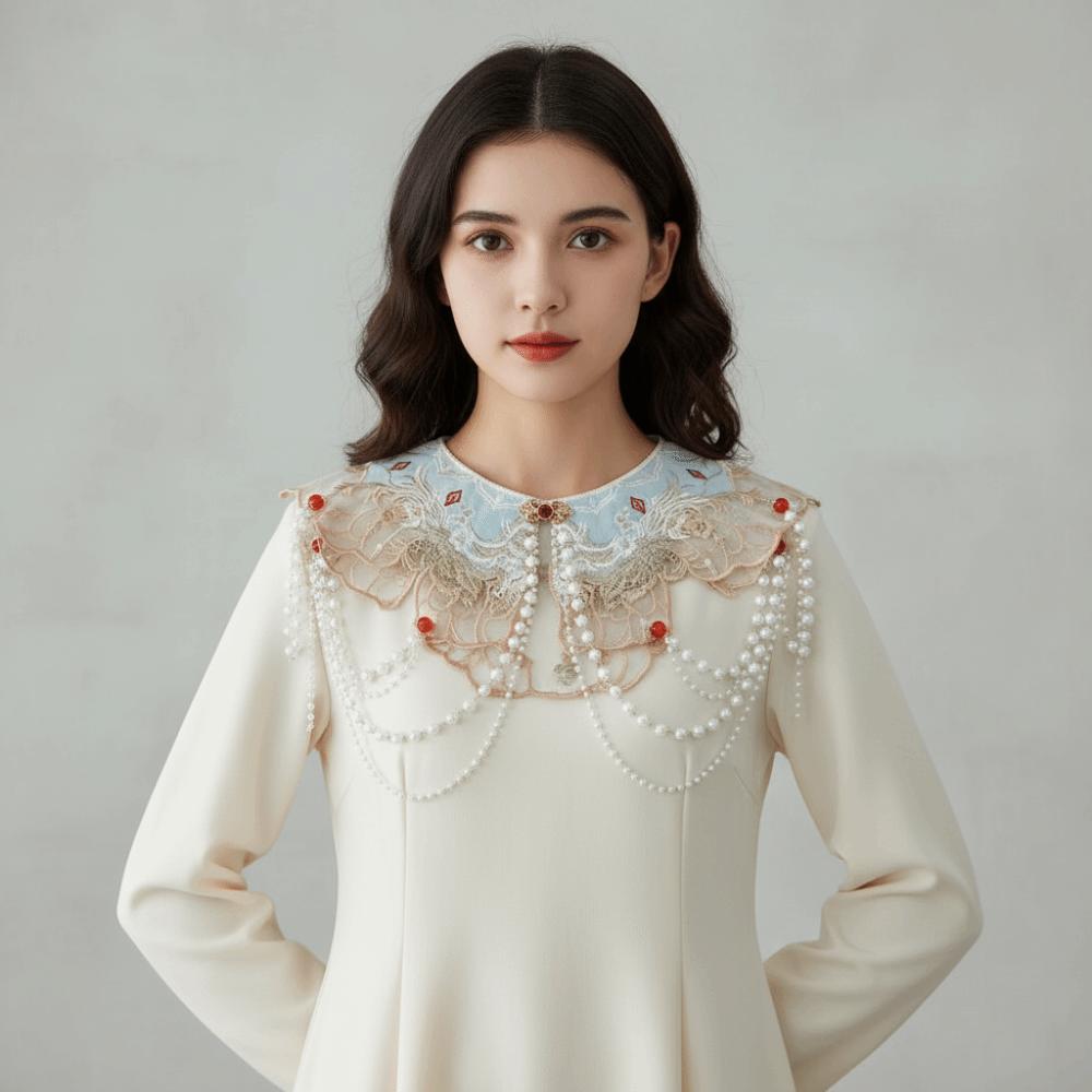 Detachable Hanfu Collar Embroidered Shirt Fake Collar Elegant Shoulder Collar Cloth