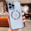 For iPhone 14 Pro Case Compatible with MagSafe Electroplated TPU Phone Cover Hollow Love Hearts