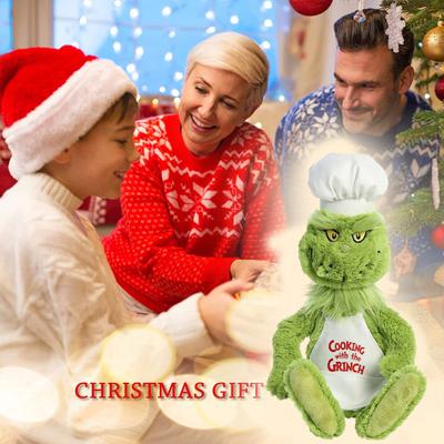 Weihnachts-Plüschtier mit grünen Haaren, Monstern, roter Weihnachtsmütze und Tops, Cartoon-Monster, Plüschtiere, Ornament, lustige Halloween-Karnevalsparty, gefüllt
