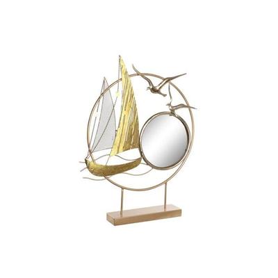 Decorative Figurine - Golden Metal Mirror - Mediterranean Design - 53x67 Cm - Timeless Style