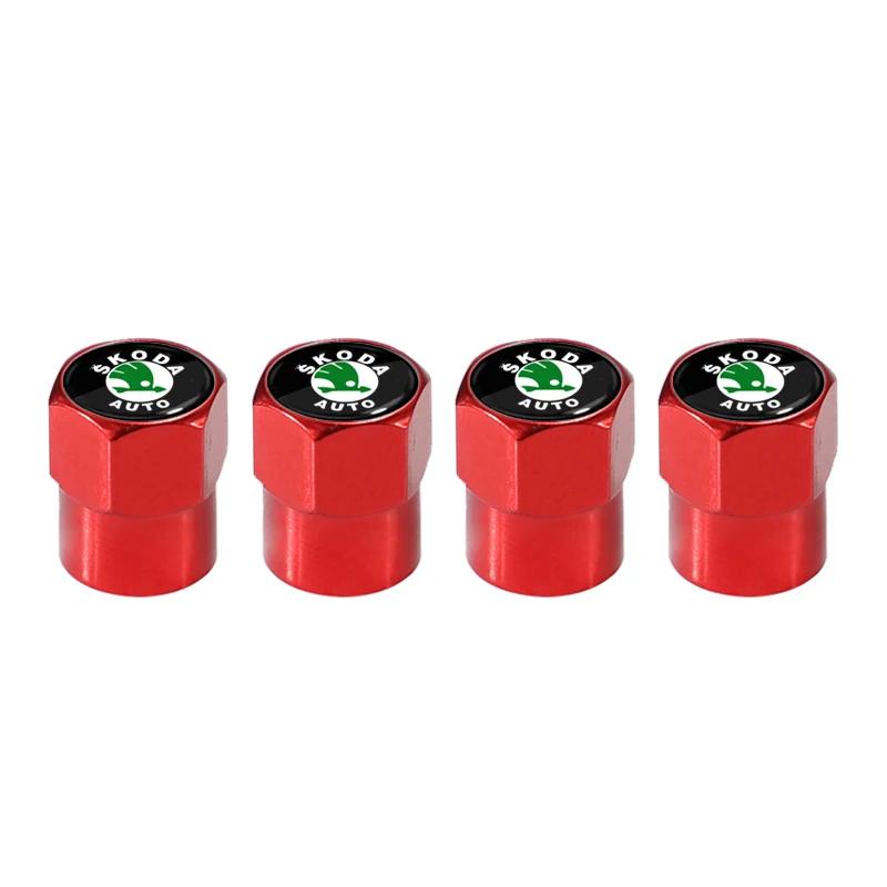 Car Sticker 2025 Hot 4Pcs Metal Car Wheel Tire Valve Caps Covers Auto Accessories For Skoda Octavia Fabia Superb Yeti Rapid Kodi
