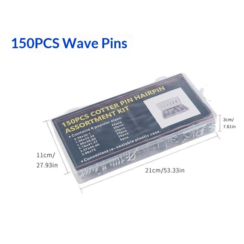 150Pcs Cotter Pin Set 2mm R-Clips Spring Connectors High Hardness Splint Pins for Car Repair DIY Handcraft Hardware Use