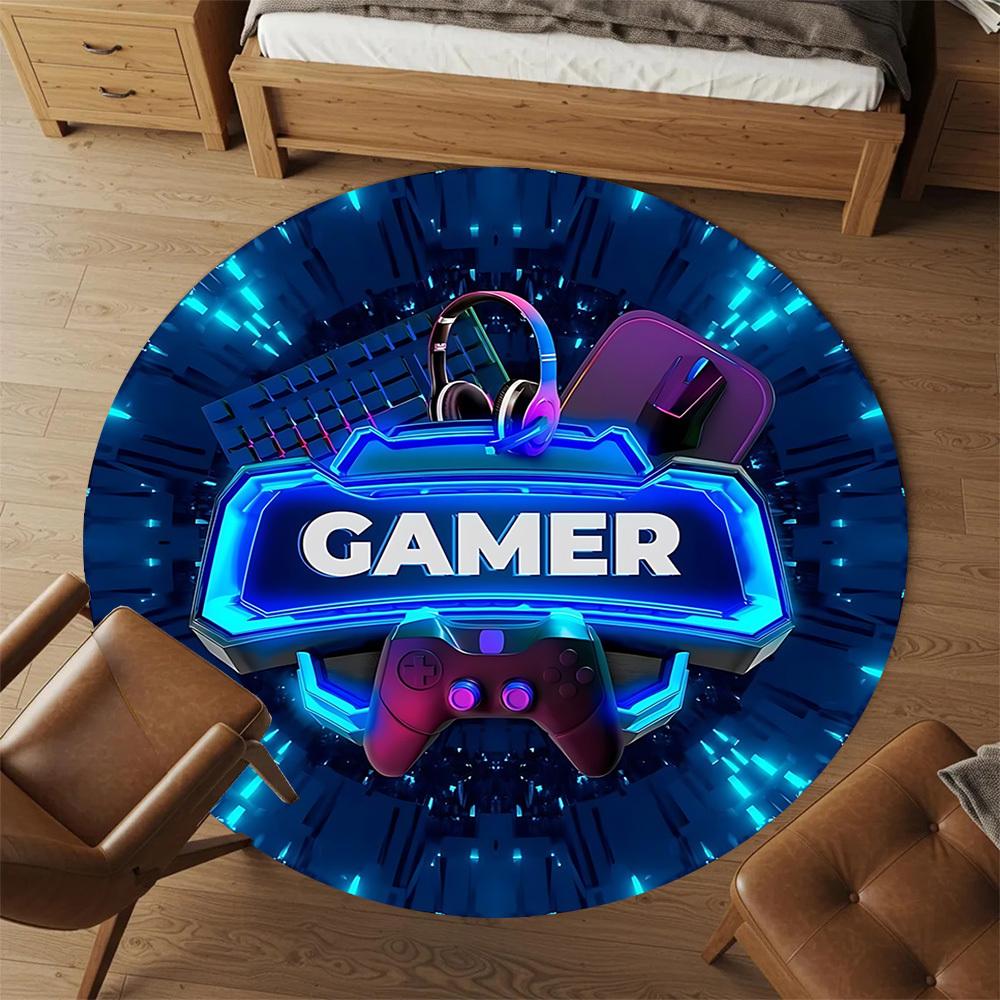 1pc Gamer Round Chair mat Area Rug - Non-Slip, Floor Mat for Office, Bedroom, and Indoor Decor c1125619