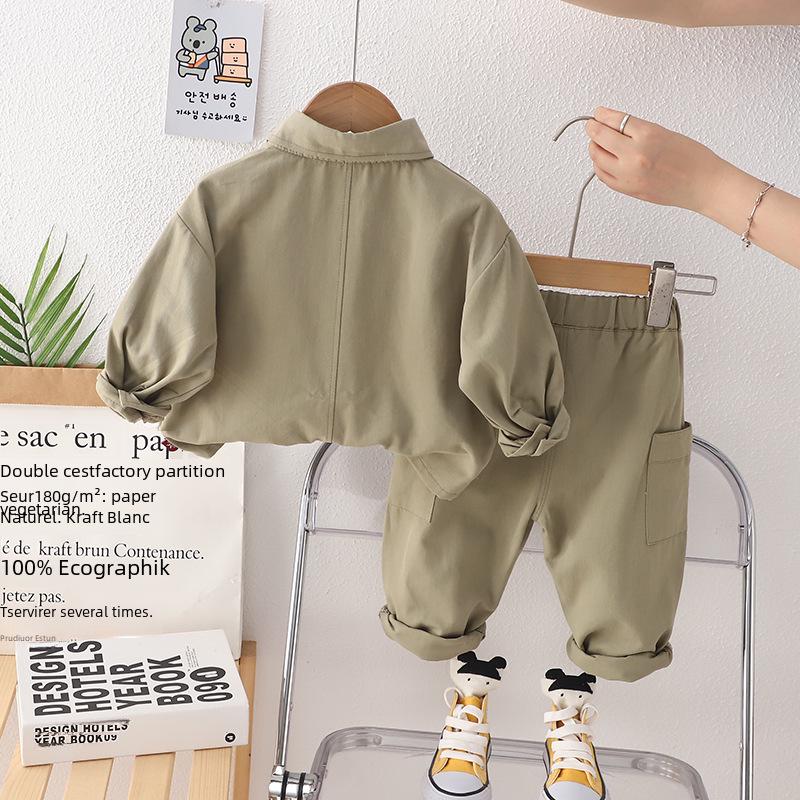 2023 Podzimní Chlapecký Kardigan s Dlouhým Rukávem a Ležérní Kalhoty Dvoudílný Set