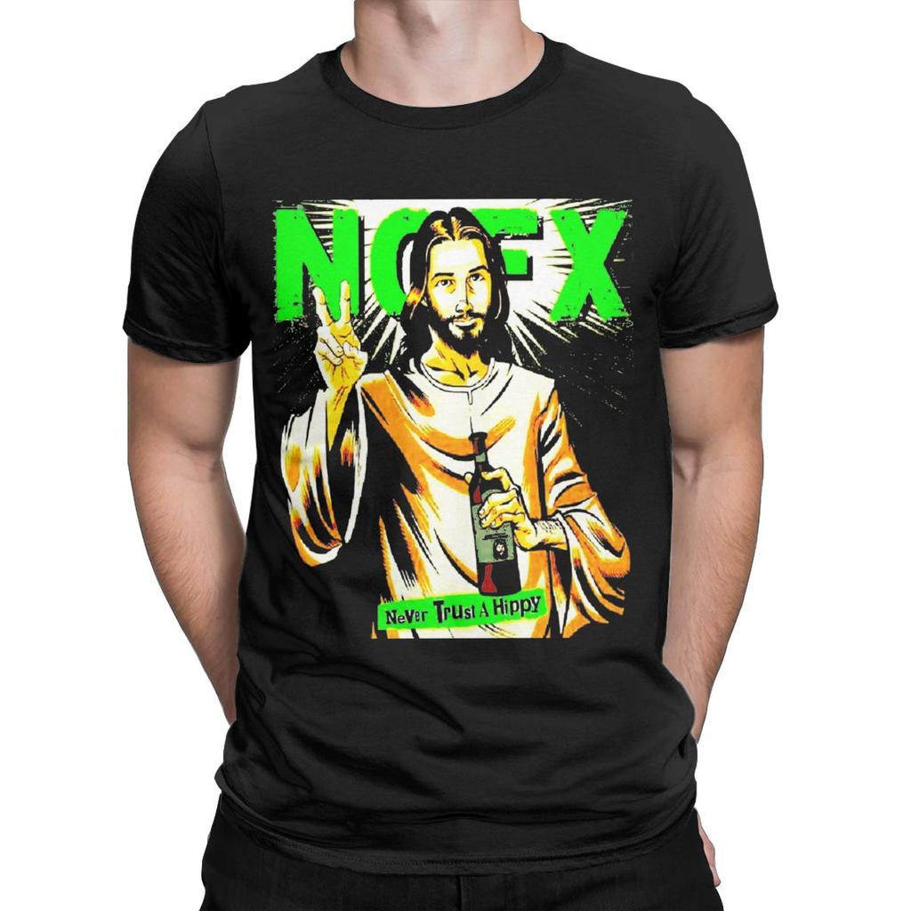 Men TShirt NOFX Punk Rock Band Funny Cotton Tee Shirt Short Sleeve Nofx T Shirt Round Neck Clothing 4XL 5XL 6XL