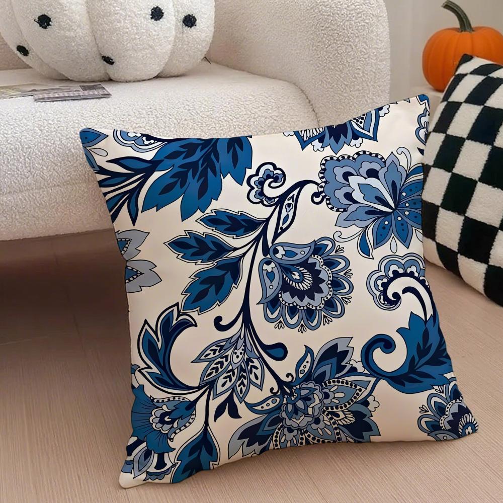 Indonesia Batik Cushion Cover Throw Pillow Cover Hidden Button Durable Polyester Chair Cushion