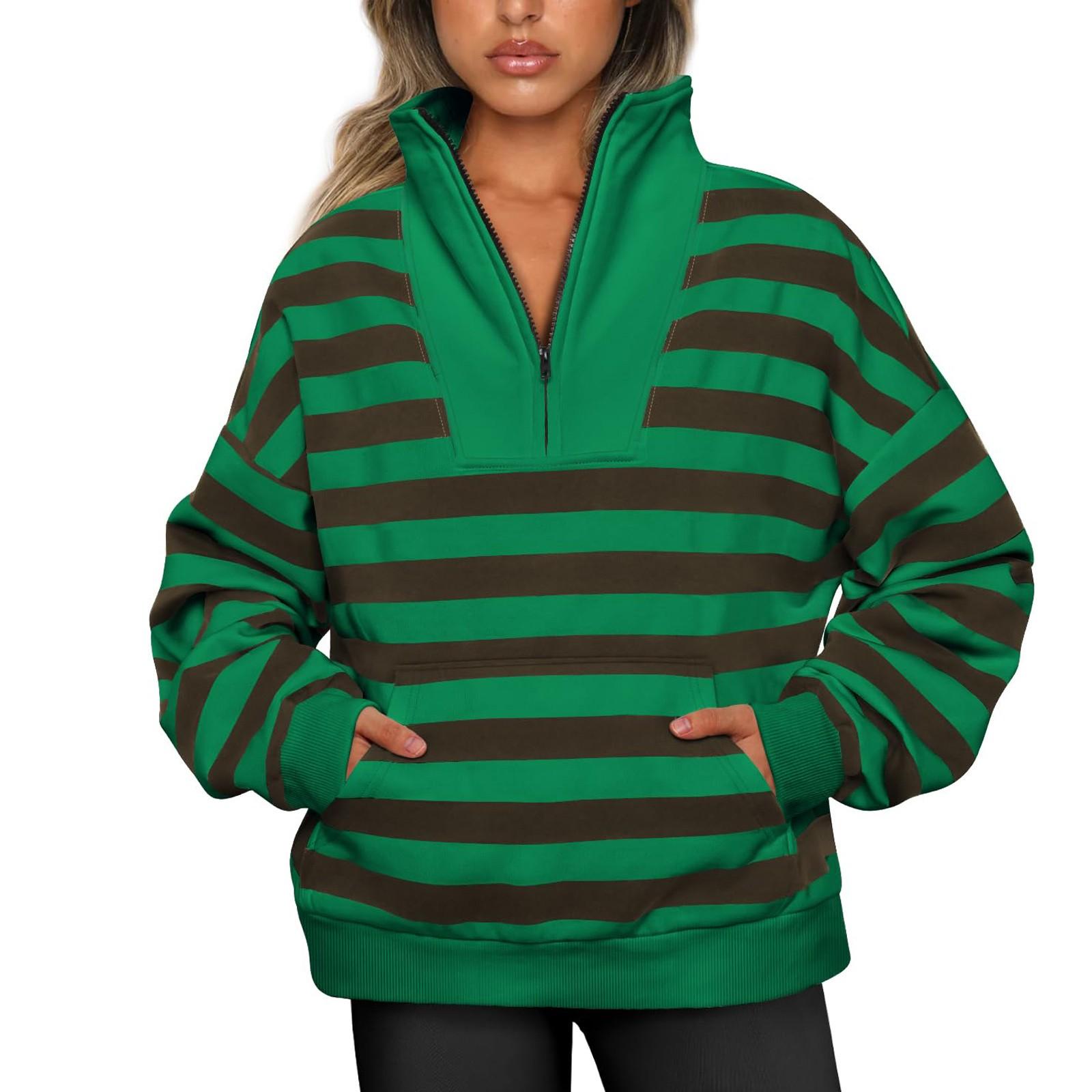 

Женская толстовка на молнии с длинным рукавом и воротником на четверть молнии, пуловер, топы, осенние наряды S зелёный