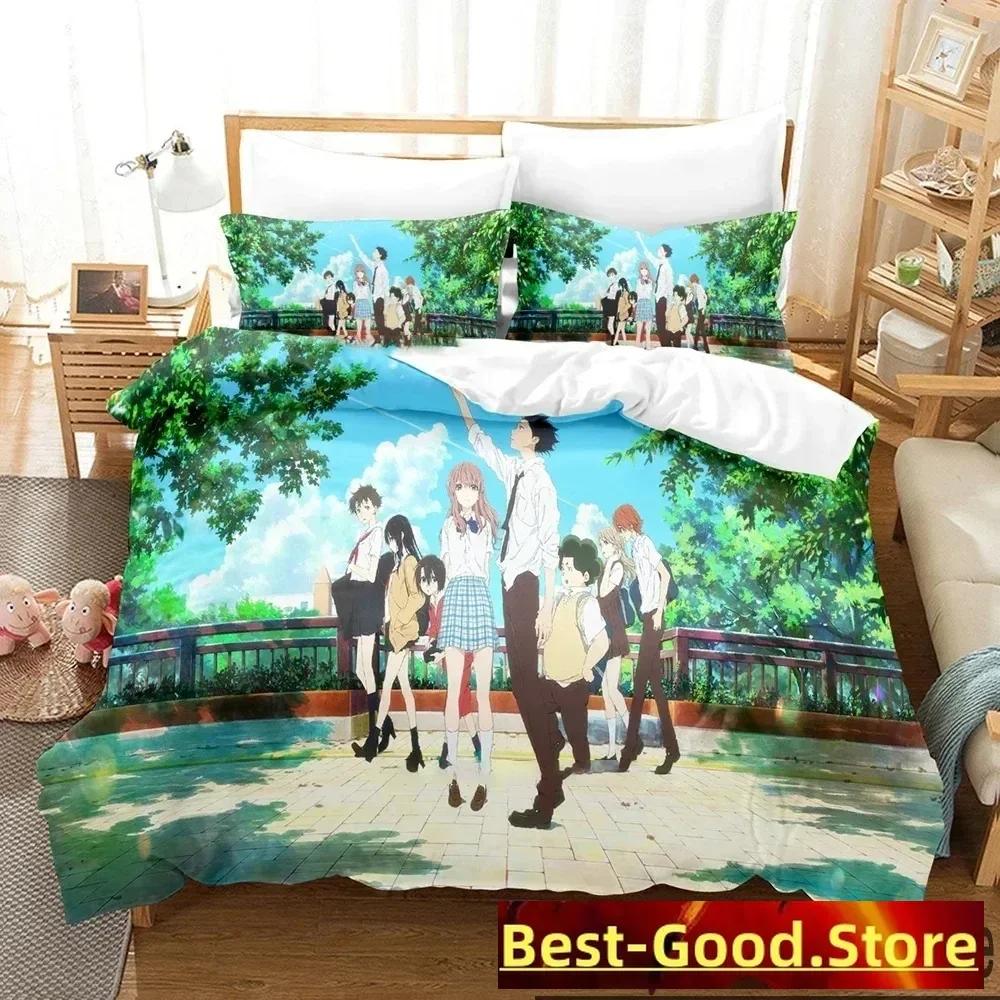 Anime A Silent Voice The Shape of Voice Printed Bed Set Duvet Cover Pillowcase Bedding Set Bed Linen Sheet Quilt Cover Full Size