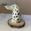Artistic Wood Craft Gift Handmade Dalmatian Dog Wooden Ornament, Hand Carved Basswood Niche for Her Animal Figurine, Creative Sculpture Home