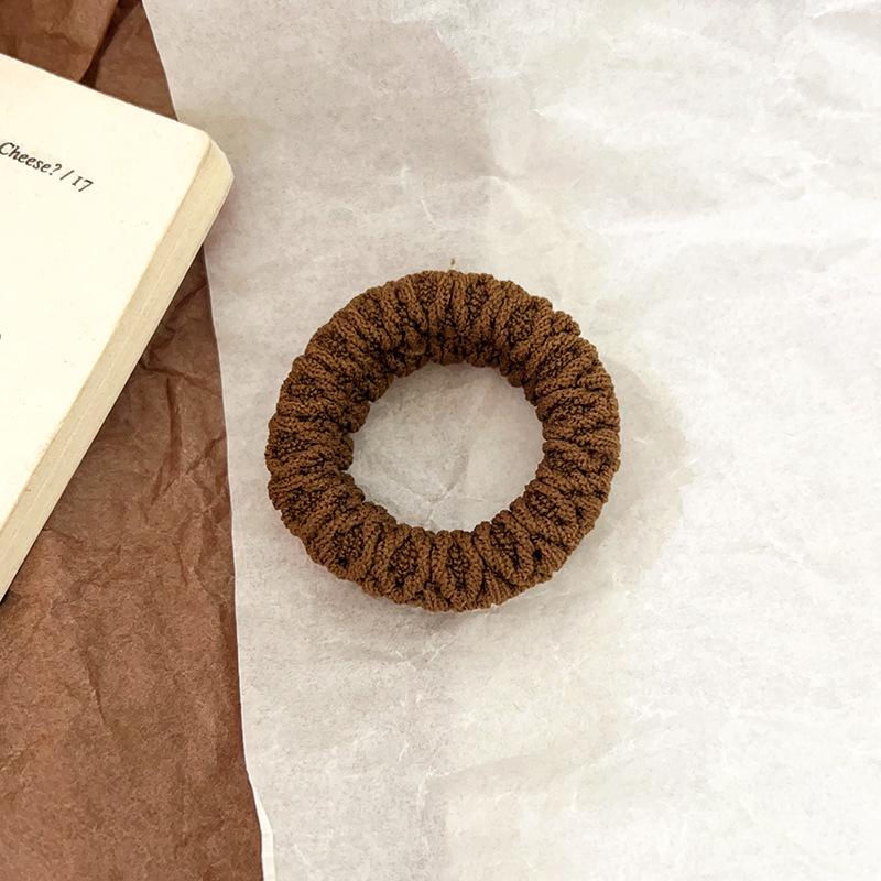 Milk Coffee High Elasticity Women's Ponytail Hair Tie - Durable Leather-Covered Rubber Band