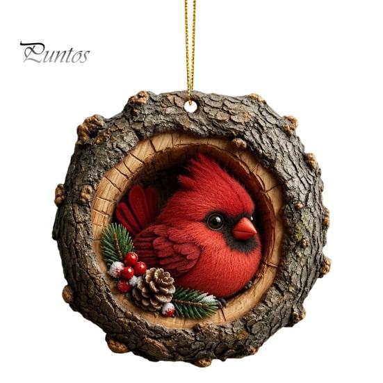 Acrylic Animal Ornaments Tree Hole Ornament, Owl Fox Raccoon Bird Hedgedog Holiday Decor Pendant Squirrel Pinecone Pendant, Seasonal Hanging